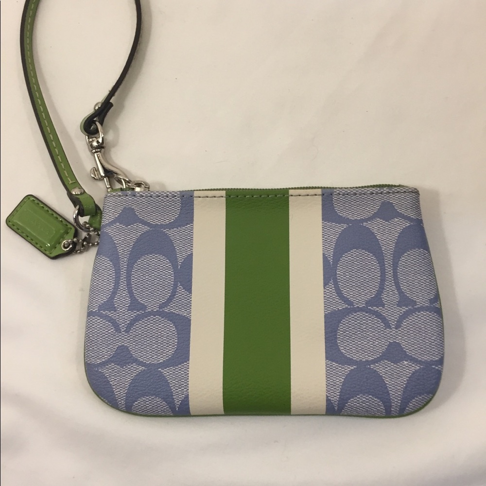 Like New Coach Wristlet Blue Green Bone colors